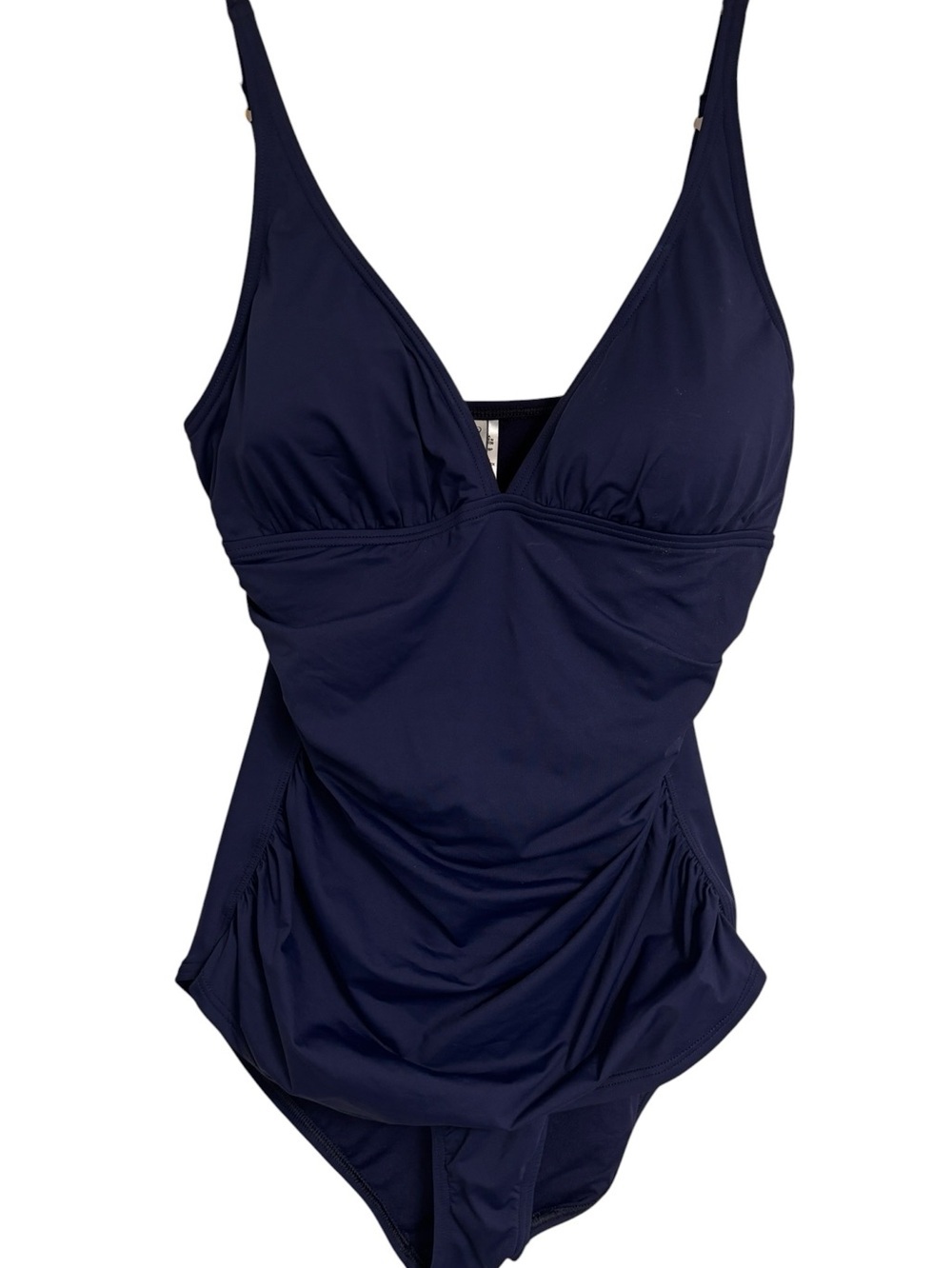 Tommy Bahama One-piece Swimsuit Ruching Waist  Navy Blue Slimming Size 10 Talle
